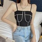 Spaghetti Strap Contrast Trim Crop Top