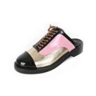 Color-block Lace-up Flat Mules