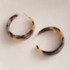 Leopard Print Acetate Open Hoop Earring 1 Pair - Coffee - One Size