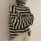 High-waist Oversize Striped Knit Sweater Stripe - One Size