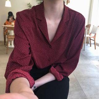 Dotted Shirt Wine Red - One Size