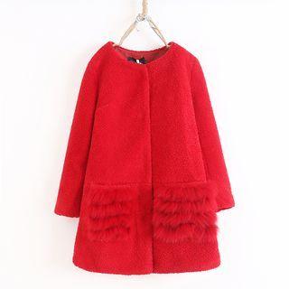 Round-neck Fleece Pocket Coat