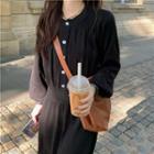 Long-sleeve Pleated Midi Sweater Dress