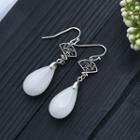 Fan Alloy Faux Gemstone Drop Earring 1 Pair - Cp566 - Silver & White - One Size