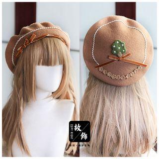 Felt Tree Beret Hat Khaki - M