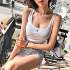 Square-neck Bare-back Tank Top