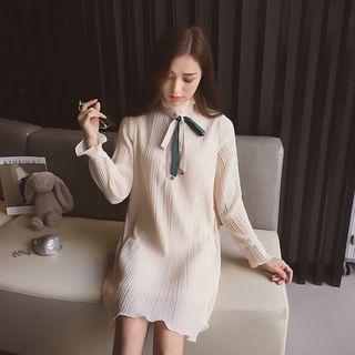 Long-sleeve Bow Chiffon Dress