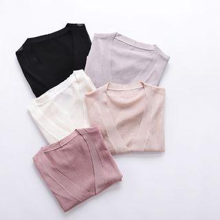 Buttoned 3/4 Sleeve Cardigan