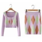 Argyle Knit Top / Pencil Skirt