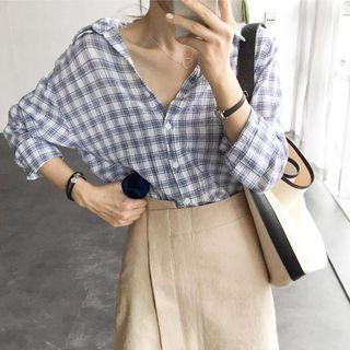 Long-sleeve Plaid Casual Shirt