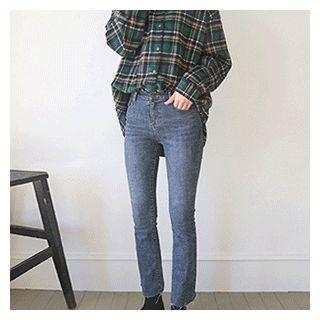 Brushed Fleece Plaid Shirt Green - One Size