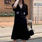 Butterfly Embroidered Short-sleeve A-line Dress