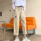 Drawstring Side Pocket Straight-cut Pants