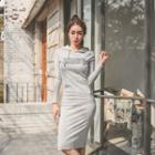 Kangaroo-pocket Lettering Midi Hoodie Dress
