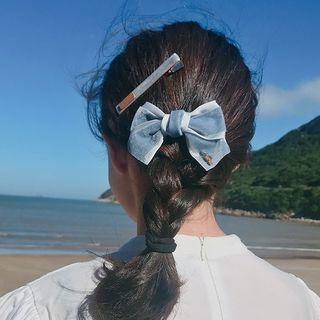 Set: Velvet Bow Hair Tie + Plain Hair Clip