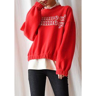 Band-hem Lettering Cotton Sweatshirt