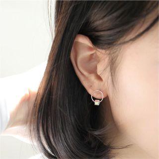 Crystal Cube Circle Earring