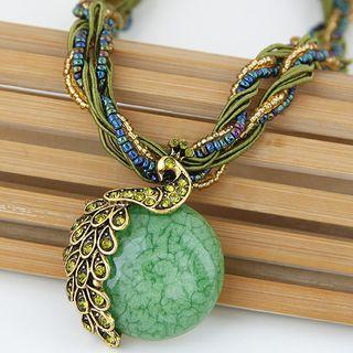 Rhinestone Peacock Pendant Necklace