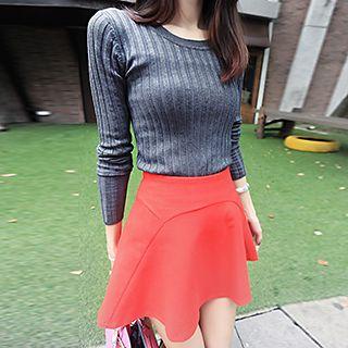 Plain Long Sleeve Knit Top
