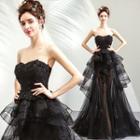 Strapless A-line Layered Evening Gown