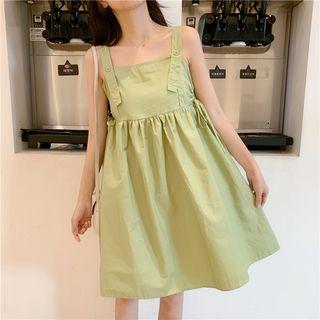 Drawstring Plain Sleeveless Dress