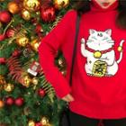 Turtleneck Cat Embroidered Sweater