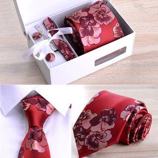 Set: Tie + Handkerchief + Tie Clip + Cufflink