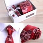 Set: Tie + Handkerchief + Tie Clip + Cufflink