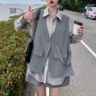 Mock Two-piece Short-sleeve Shirt / Long-sleeve Shirt / Wide Leg Shorts / Pants