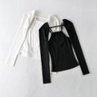 Set: Plain Camisole Top + Long-sleeve Shrug