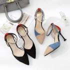 Color Block Ankle-strap Pointy-toe Pumps