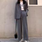 Button Blazer / Wide Leg Pants