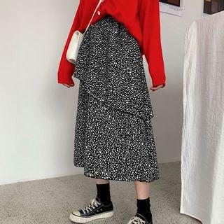 Dotted Midi A-line Skirt As Shown In Figure - One Size