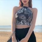 Halter-neck Dragon Print Camisole Top