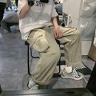 Wide-leg Side-pocket Cargo Pants