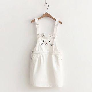 Cat Accent Pinafore Dress