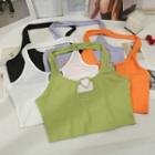 Heart-accent Cutout Halter Top In 5 Colors