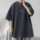 Short-sleeve Cable Knit T-shirt
