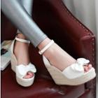 Bow Ankle Strap Espadrille Wedge Sandals