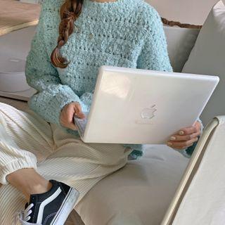 Perforated Wool Blend Knit Top