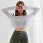 Long-sleeve Crop Top White - One Size