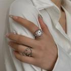 Faux Pearl Alloy Open Ring / Layered Alloy Open Ring / Set