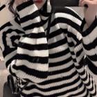 Turtleneck Stripe Sweater Stripe - One Size