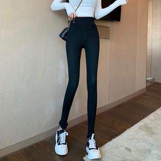Button-up Detail High Waist Skinny Jeans