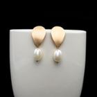 Matte Alloy Faux Pearl Dangle Earring 1 Pair - As Shown In Figure - One Size