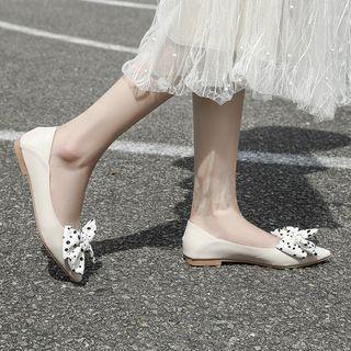 Polka Dot Ribbon Pointed Flats
