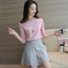 Tasseled Cut Out Front Long Sleeve T-shirt