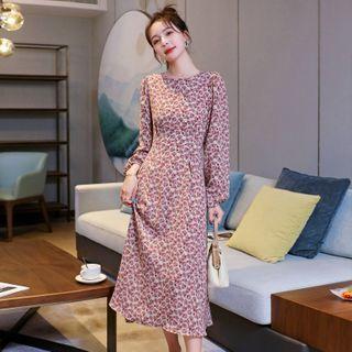 Long-sleeve Loose Fit Floral Dress