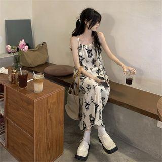 Spaghetti Strap Printed Midi Dress / Cardigan