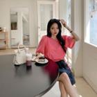 Puff-sleeve Tie-side Top